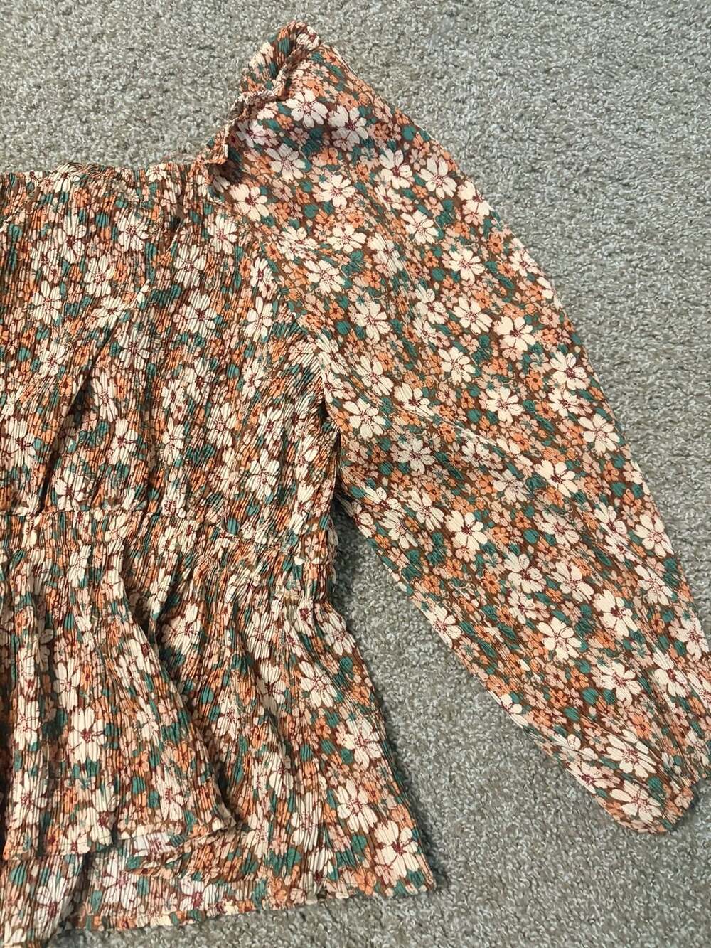 Hayden Los Angeles Boho Cottagecore Floral Smocked Peplum Blouse Plus Size 2XL - Picture 2 of 5